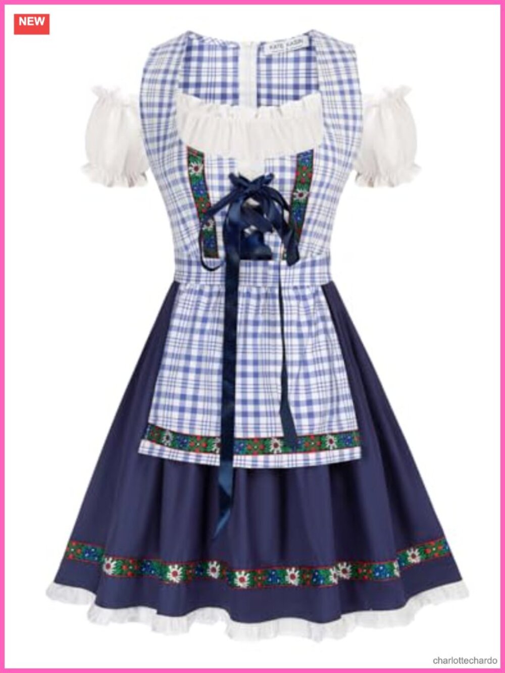 Dirndl Dress Oktoberfest Bavarian Costume with Apron